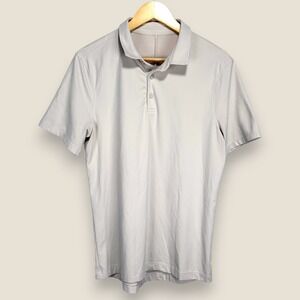 Lululemon Performance Polo Shirt Men Small Beige Wicking Athleisure Golf Stretch